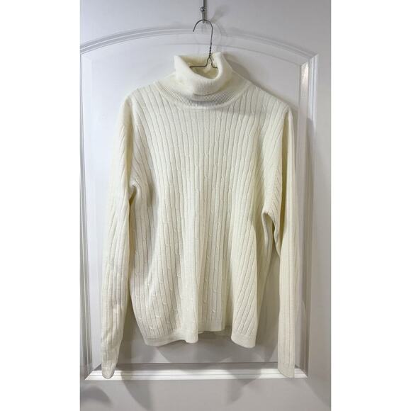 Laura Scott Cable Knit Turtleneck Sweater Women’s XL Ivory Cream Pullover cozy - Picture 4 of 8